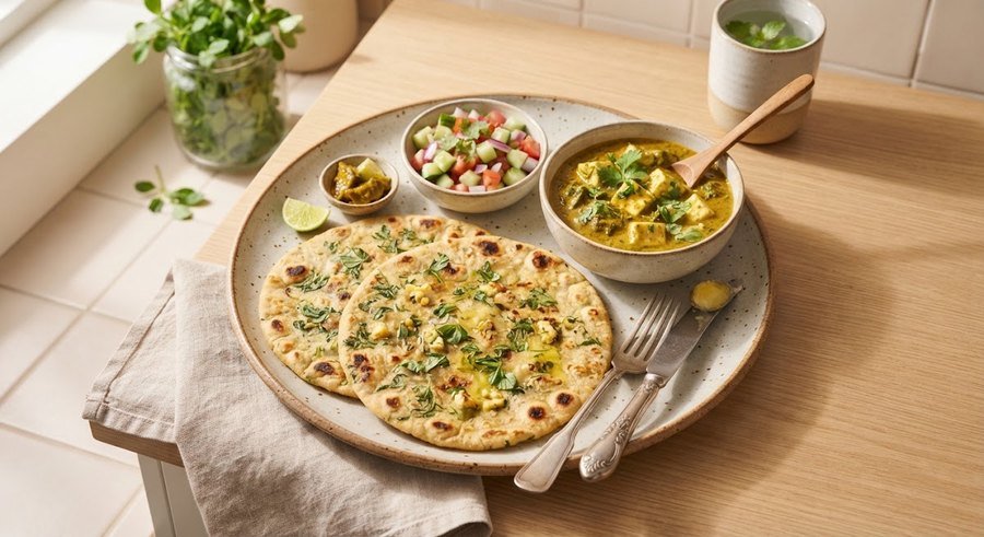 Methi paneer missi roti
