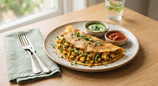 Moong dal chilla with tofu
